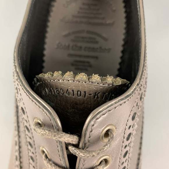 FOOT THE COACHER Grey Perforated Leather Cap Toe Lace-Up Shoes - Picture 9 of 9